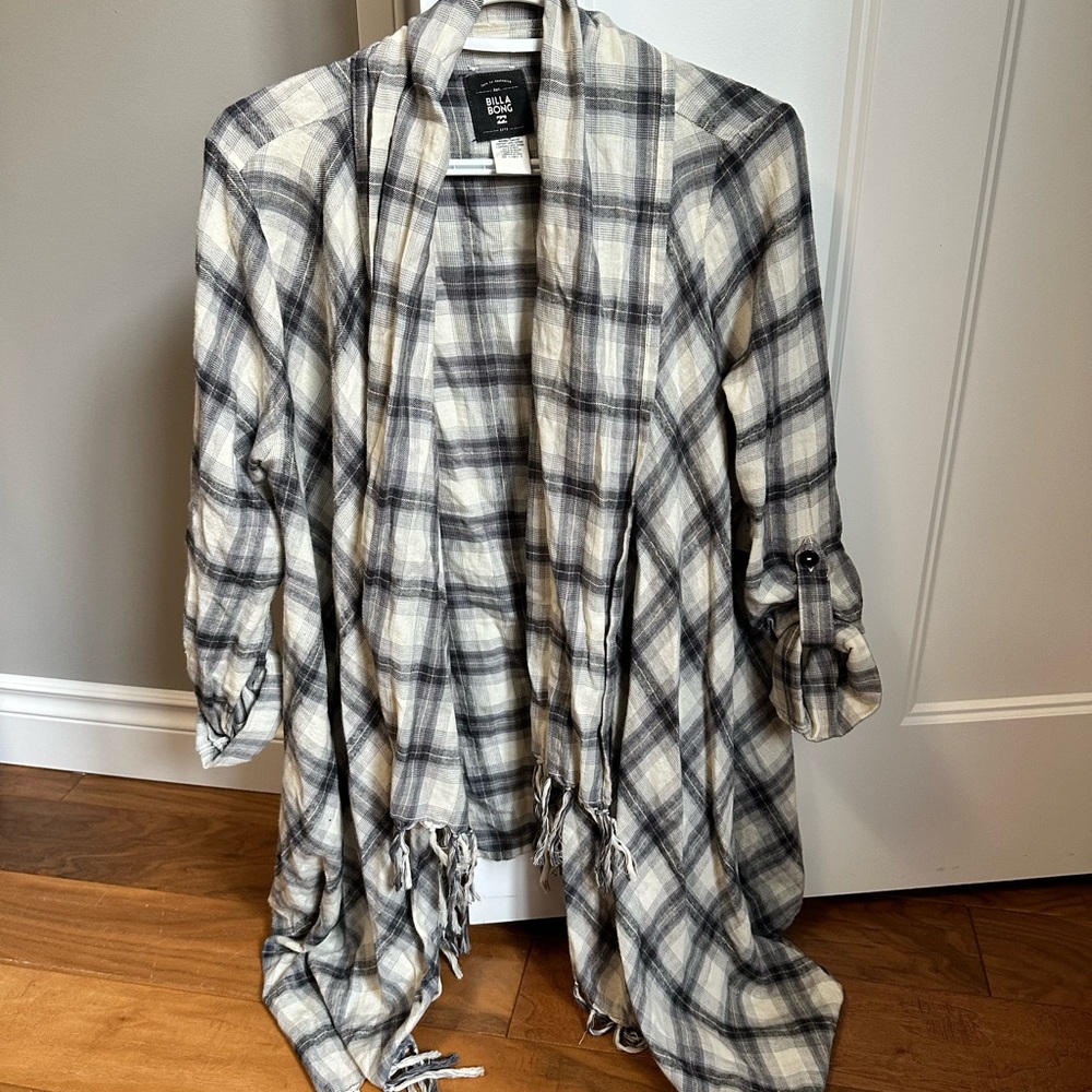 NWT Plaid Women's Cardigan with Fringes